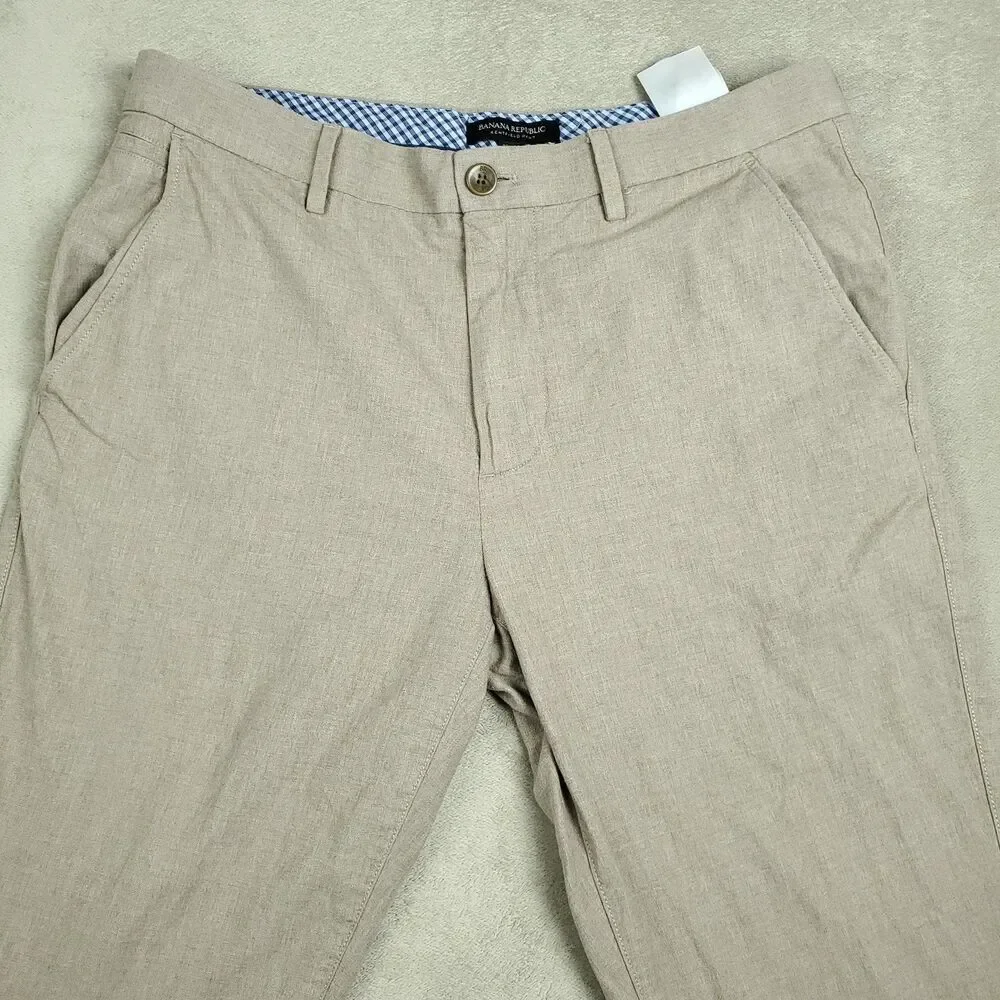 Banana Republic Kentfield Pants Mens 32x32 Beige Slim Fit 100% Cotton Chino
